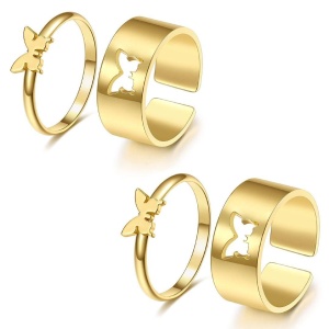 Attractive Gold Plated Butterfly Couple Rings